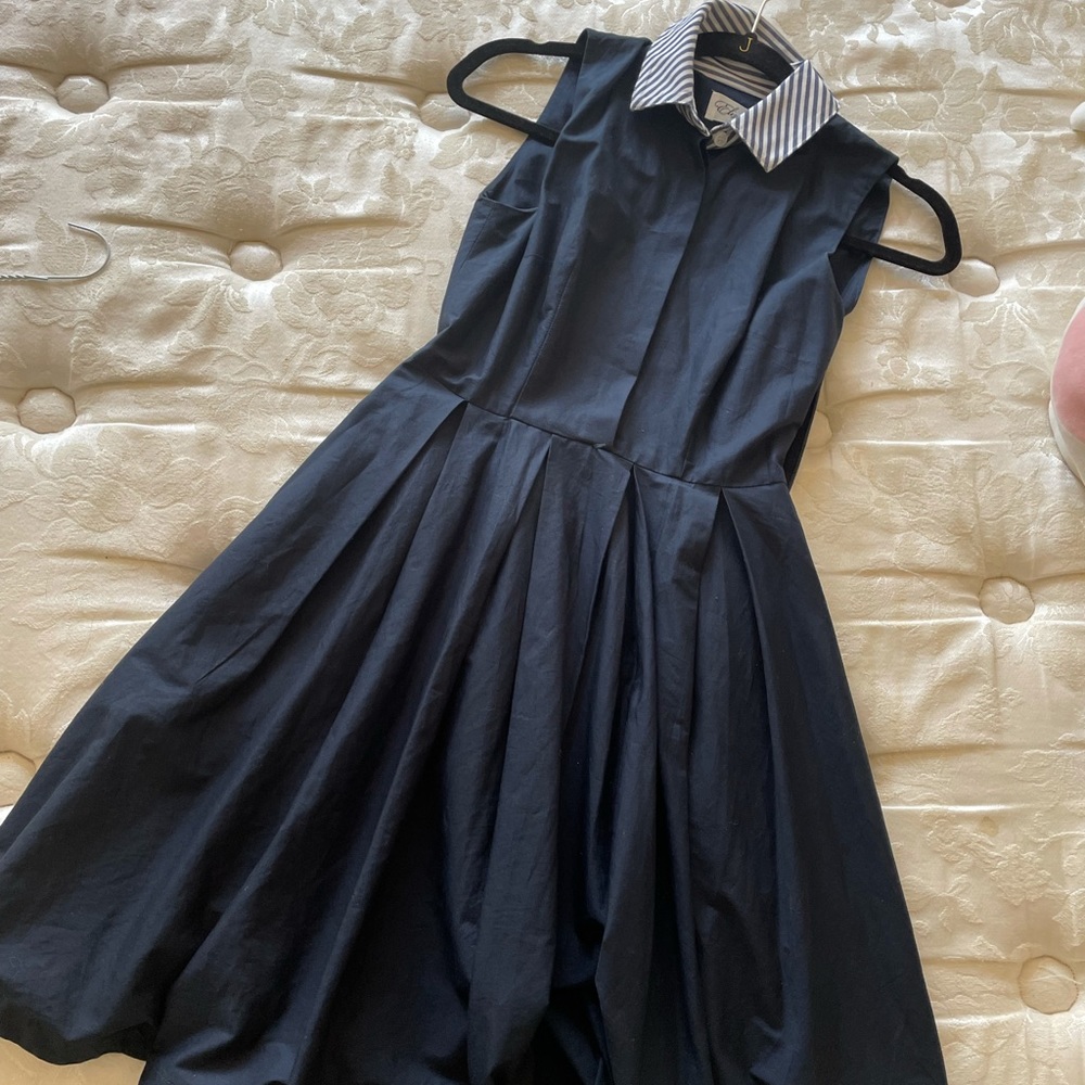 Navy blue shirt a-line dress